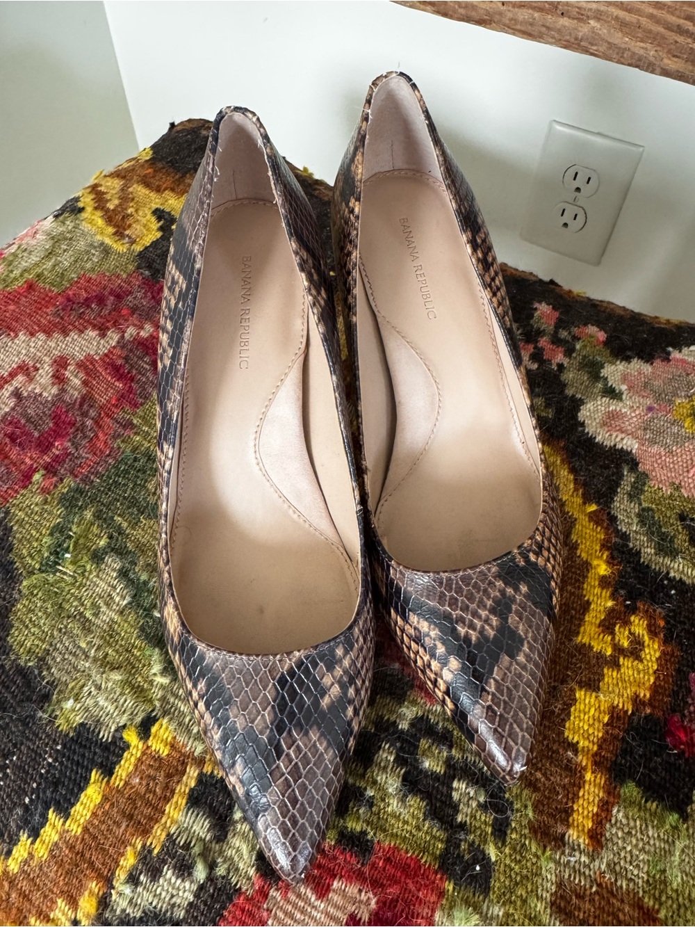 Banana Republic Brown Snake-Print Pointed Toe Heels